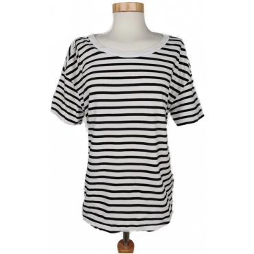 Zara Damen T-Shirt schwarz/weiß - Gr. M