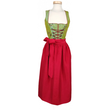 Salzburger Dirndl-Look Damen Trachten Kleid, grün/schwarz/rot - Gr. XS