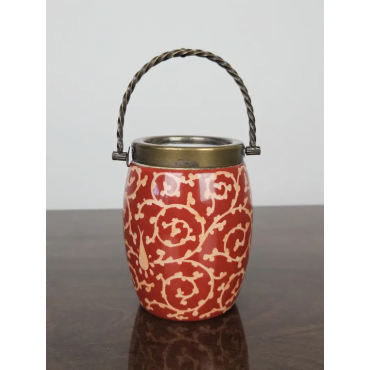 Vintage Porzellangefäß mit Metallgriff - Höhe inkl. Griff ca. 16 cm 