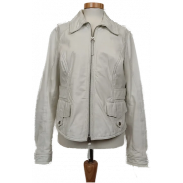 conbipel Damen Lederjacke weiß Italienische Gr. 46 (deutsche Gr. 40)