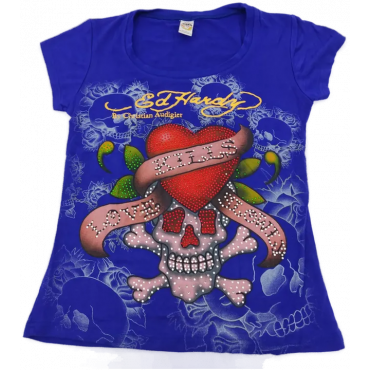 Ed Hardy Damen Shirt violett/mehrfarbig Gr. S Vintage