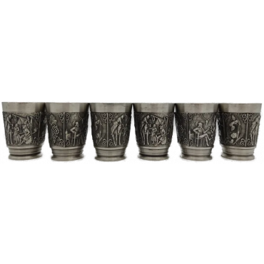 Vogel Zinn Schnapps Becher Set (6 Stück)