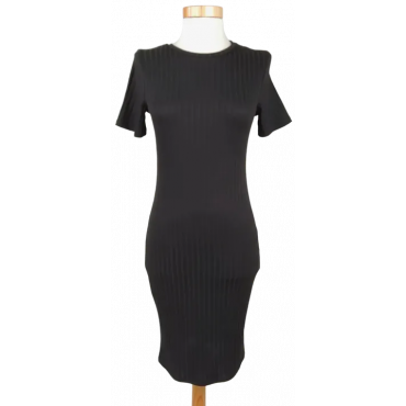 Primark Damen Kleid gerippt, schwarz - Gr. XS