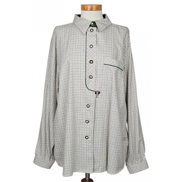 Styrian lady Vintage Damen Trachtenbluse, beige/grün - Gr. XL 