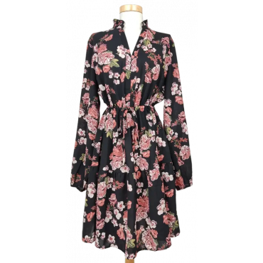 Vila Damen Kleid schwarz/floral -Gr. 40