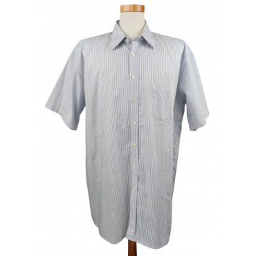 Seidensticker Herren Kurzarmhemd, weiß/blau - Gr. 46/XXL