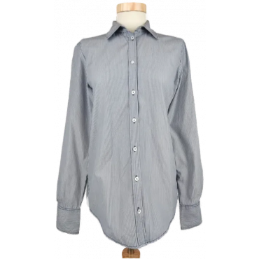 Marc O'Polo Damen Hemdbluse, blau/weiß - Gr. XS 