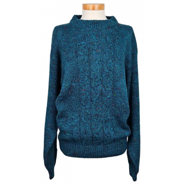 Huber trikot Damen Vintage Pullover, blau - Gr. XL 