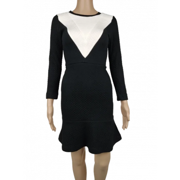 Sandro Damen Kleid schwarz/weiß - Gr. XS/S