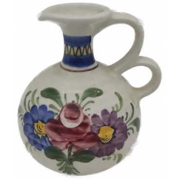 Wechsler Tiroler Keramik Vase handbemalt Blumenmotiv Höhe: 11cm, Vintage