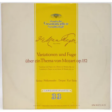 Vinyl LP - Max Reger - Variationen und Fuge über ein Thema von Mozart op. 132