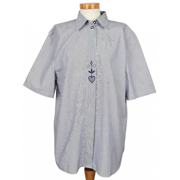 Rena Moden Vintage Damen Trachtenbluse, blau/weiß - Gr. XL 