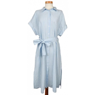 UNITED COLORS OF BENETTON Damen Maxikleid, blau/weiß - Gr. L 