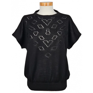 ACRYL Vintage Damen Shirt, schwarz - Gr. L 