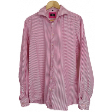 Jake´s Herren Hemd pink/weiß gestreift Gr. 43/44