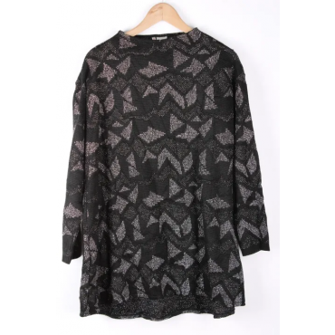 Babäm! - Metall-Acryl Vintage Damen Longpullover, schwarz - Gr. L 