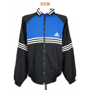 Adidas Herren Sportjacke, schwarz/blau - Gr. XXL