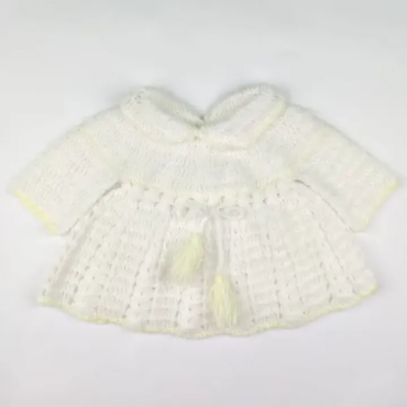 Babykleid - Handgehäkelt, Weiß/Gelb
