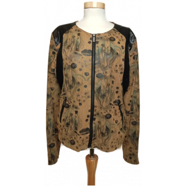 Custo Barcelona Damen Jacke braun/schwarz gemustert Gr. 42 Vintage