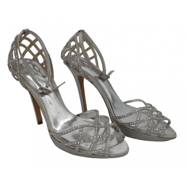 Karen Millen Damen Abendschuhe, silber - Gr. 39