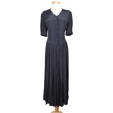 Laura Ashley Vintage-Stil Kleid blau - Gr. EU 36