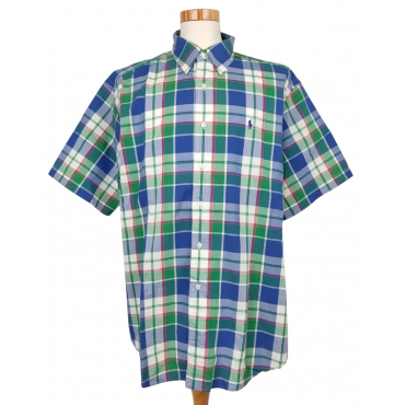 Ralph Lauren Kurzarmhemd Herren, blau/grün - Gr. XL 