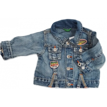 Benetton Kinder Jeans Jacke blau Gr. 60