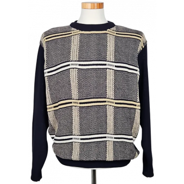 Tramt Exclusiv Vintage Herren Strickpullover, marine - Gr. M 