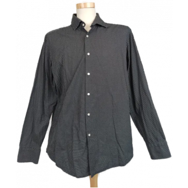 Hugo Boss Herren Hemd schwarz/weiß gepunktet Gr. 44 (17.5)