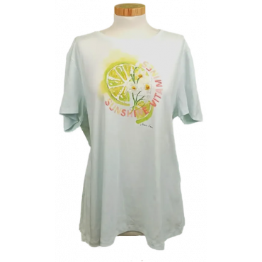 Marc Cain Damen T-Shirt weiß gemustert mit Pailletten Gr. XL