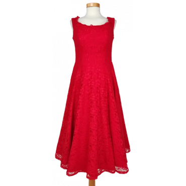 Vintage heine Damen Abendkleid, rot - Gr. S 