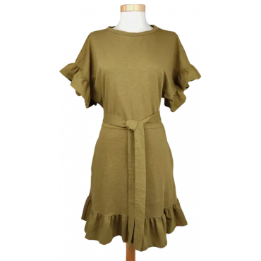 H&M Damen Midikleid, oliv - Gr. L