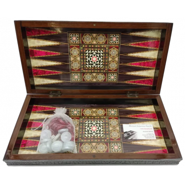 Backgammon aus Wallnussholz mit Mosaikoptik