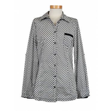 comma Damen Bluse, weiß/schwarz - Gr. M 