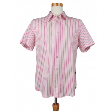 Hugo Boss Herren Kurzarmhemd, weiß/rosa - Gr. L