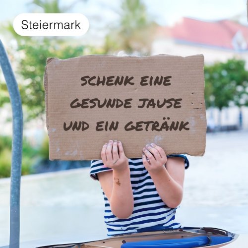 Schenk Kindern eine Jause und ein Getränk