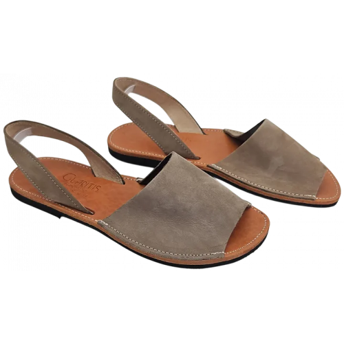 Glaritis Damen Leder Sandalen, grau/braun - Gr. 38,5