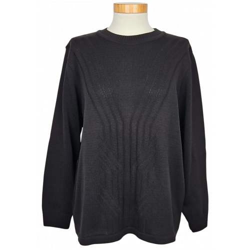 KASA Strickmoden Vintage Damen Pullover, schwarz - Gr. XL