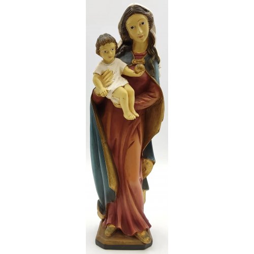 Vintage traditionelle Muttergottes Statue mit Jesukind – handgefertigt aus Holz