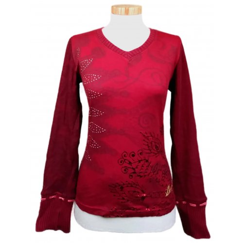 Desigual Damen Langarmshirt rot gemustert Gr. M