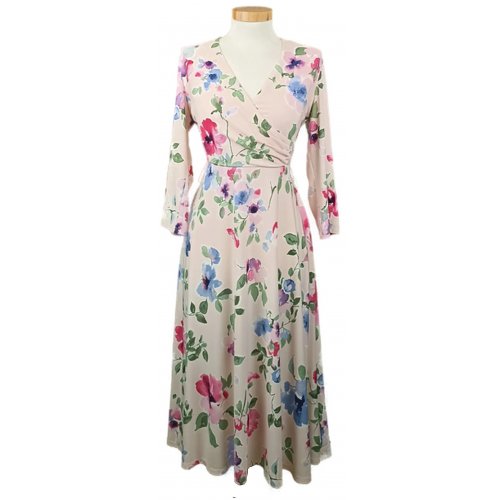 Lauren Ralph Lauren Damen Midikleid hellpink geblümt Gr. 170/96A 