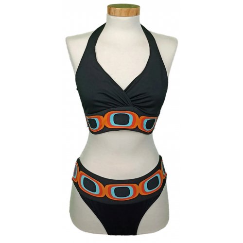 Seafolly Damenbikini schwarz mit Muster Gr. M/L