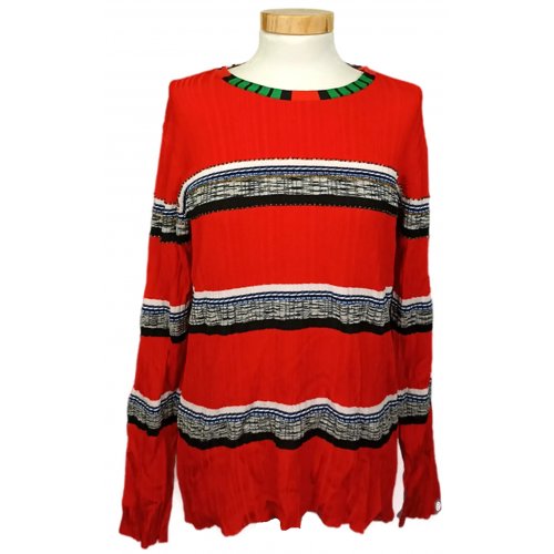Desigual Damen Pullover rot mit Glasperlen gemustert  Gr. M