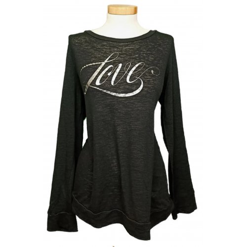 Victoria's Secret Damen Langarmshirt mit Schriftzug schwarz Gr. M