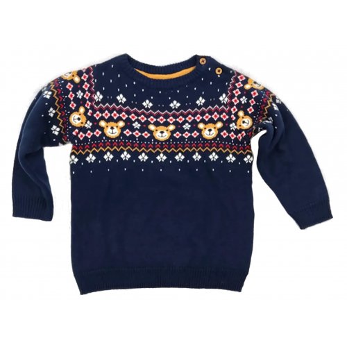 dopodopo Baby Weihnachtspullover dunkelblau gemustert Gr. 86