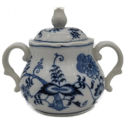 Blue Danube Zuckerdose blau gemustert Vintage