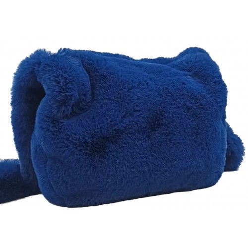 Umhängetasche aus Kunstpelz blau