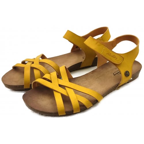Mustang Damen-Sandalen Kunstleder senfgelb Gr. 40 