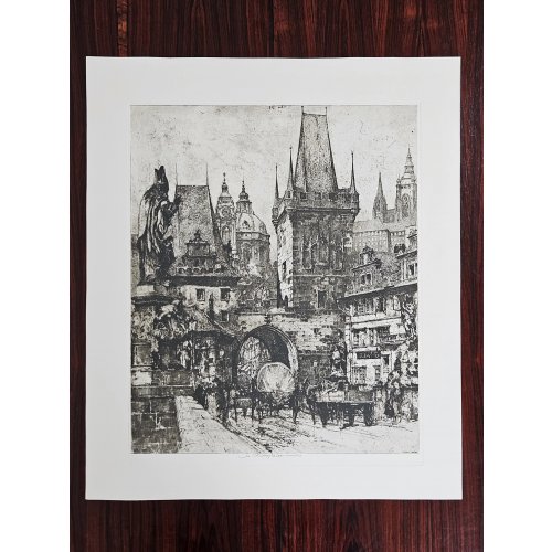 Karlsbrücke Prag - Luigi Kasimir - Radierung 