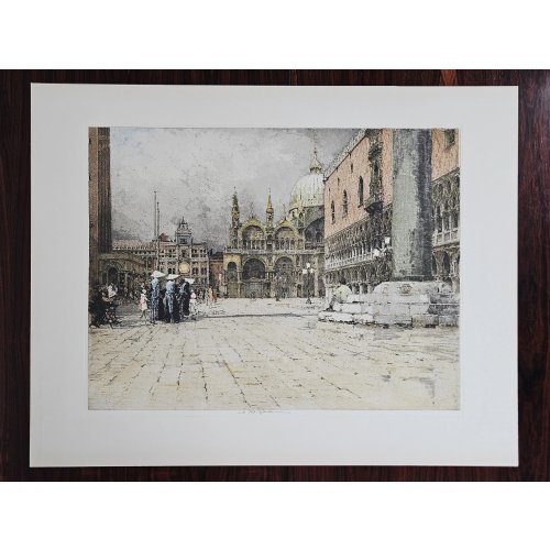 Piazzetta Venedig - Luigi Kasimir - Radierung in Farbe 